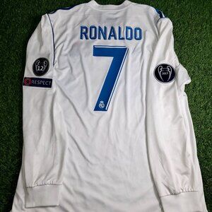 Ronaldo Real Madrid 2017 2018 LAST GAME FINAL Long Sleeve Soccer Jersey XL
